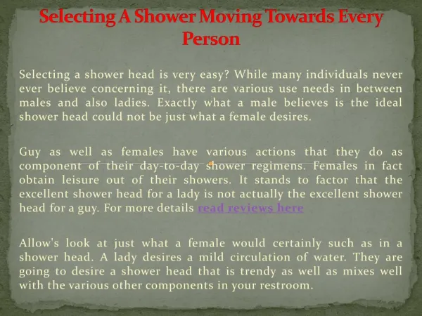 Selecting A Shower Moving Towards Every Person