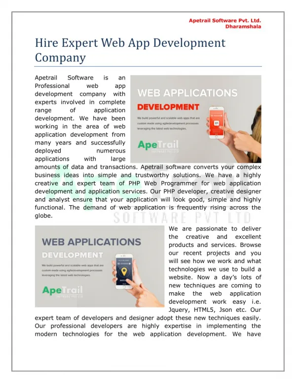 Hire Expert Web App Development Company