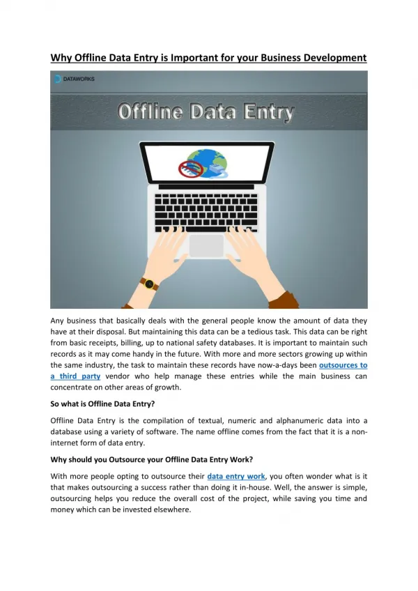 Why Offline Data Entry is Important for your Business Development
