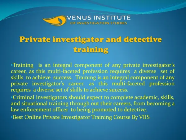 Private Investigator Online Training Course in India