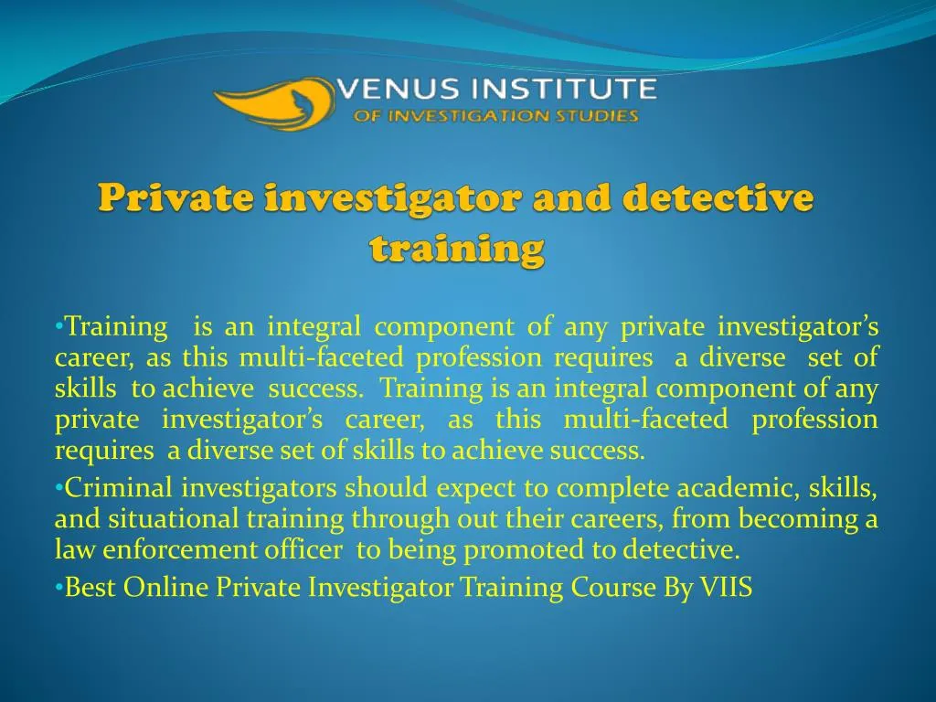 private investigator and detective training