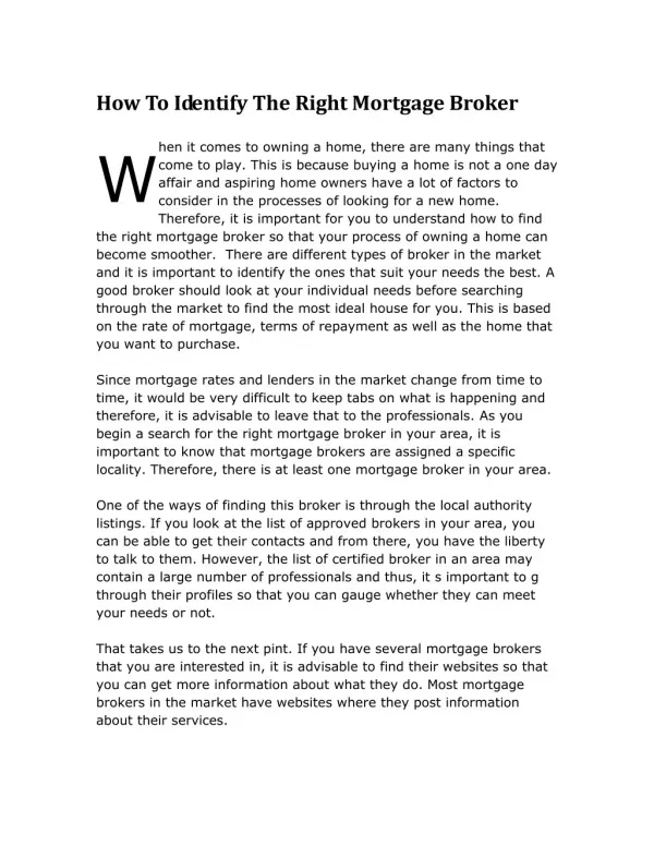 How To Identify The Right Mortgage Broker