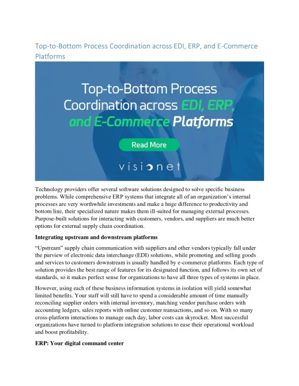Top-to-Bottom Process Coordination across EDI, ERP, and E-Commerce Platforms