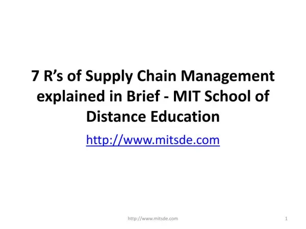 7 R’s of Supply Chain Management explained in Brief | Distance Learning Courses | MIT school of distance Management