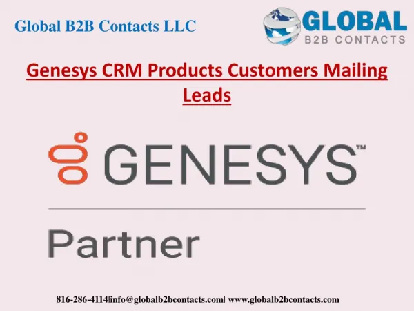 Genesys CRM products customers mailing leads