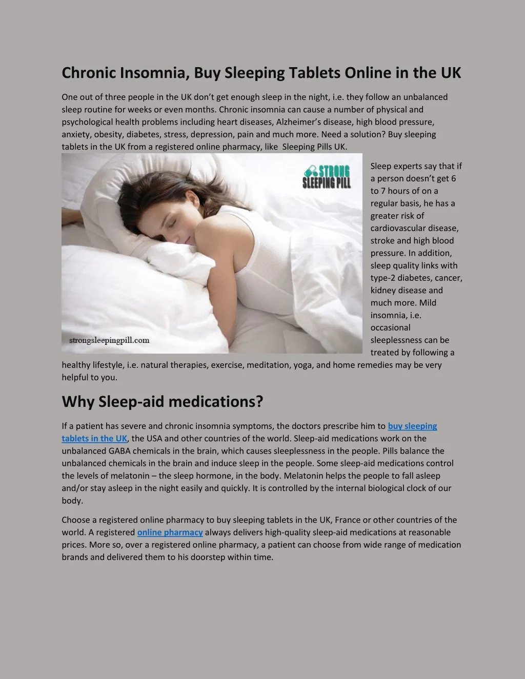 chronic insomnia buy sleeping tablets online