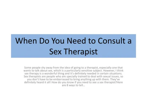 When Do You Need to Consult a Sex Therapist