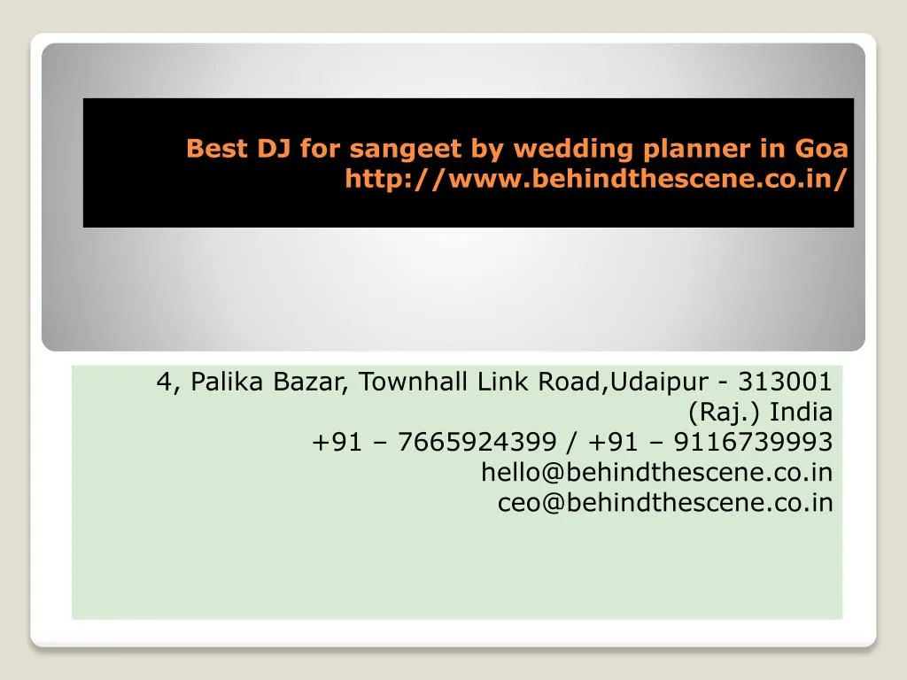 best dj for sangeet by wedding planner in goa http www behindthescene co in