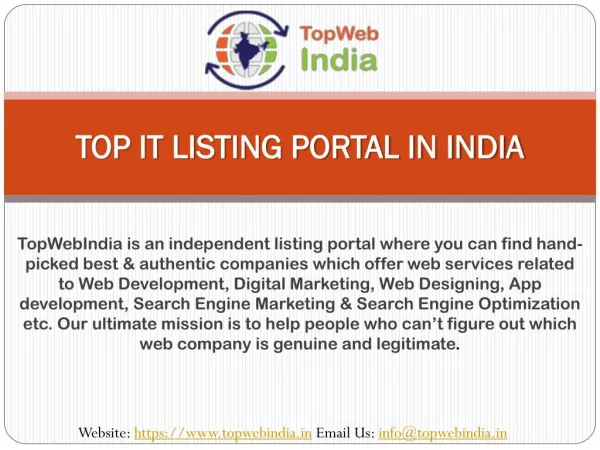 No. 1 Online Listing Portal of Top IT Companies in India