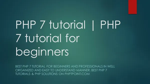 PHP 7 tutorial | PHP 7 tutorial for beginners - phptpoint