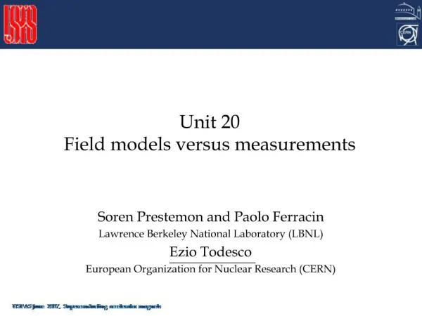 Unit 20 Field models versus measurements