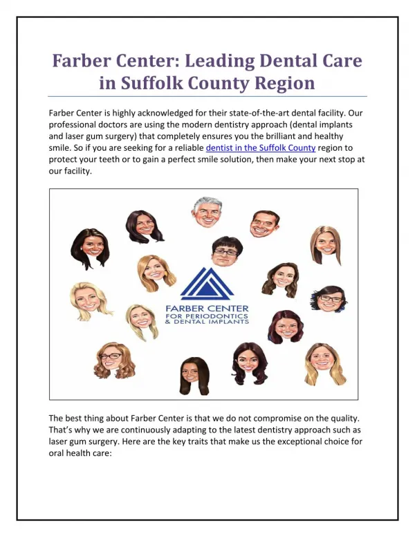 Farber Center: Leading Dental Care in Suffolk County Region