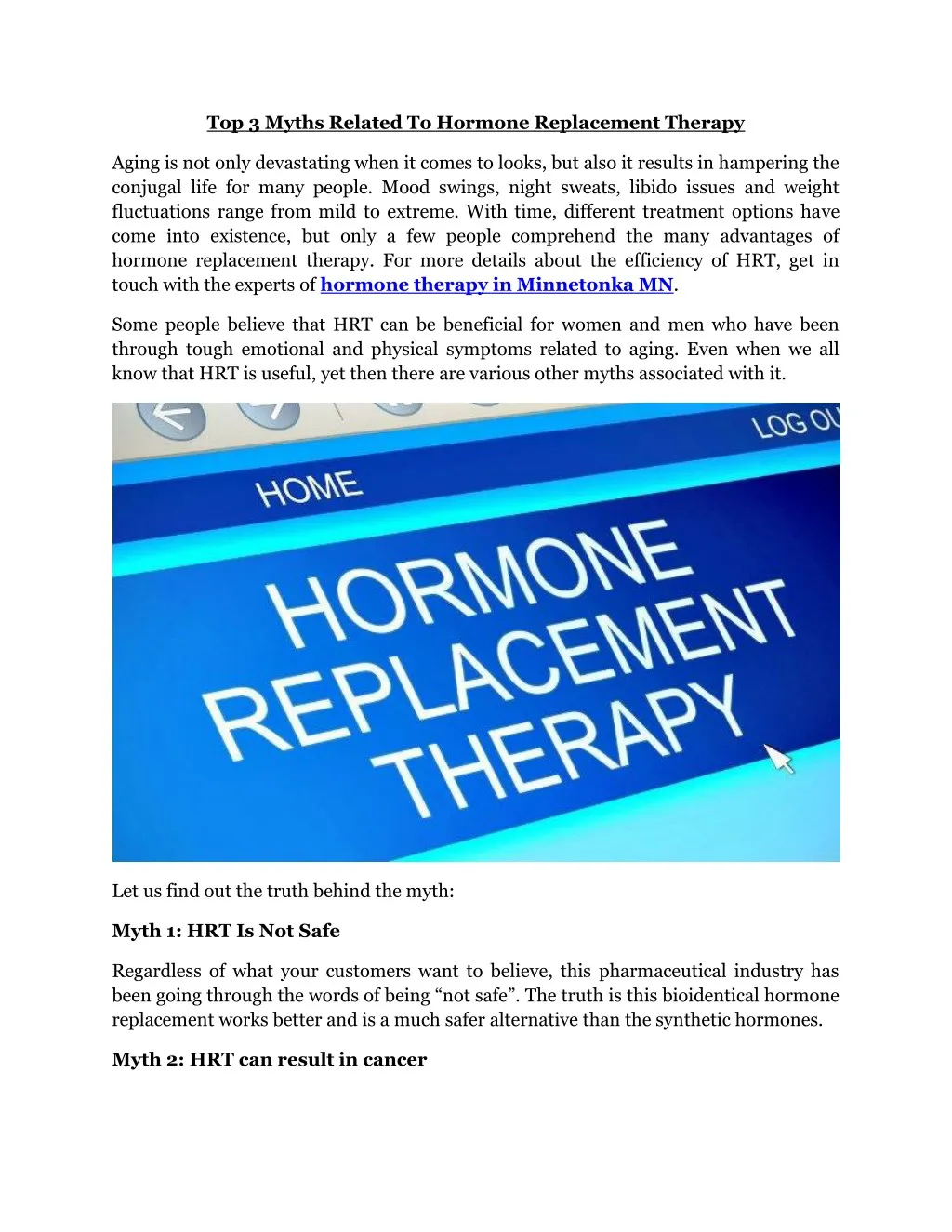top 3 myths related to hormone replacement therapy