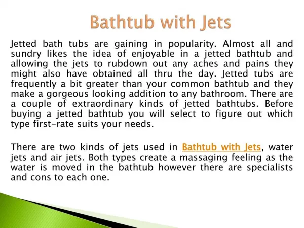 Bathtub with Jets