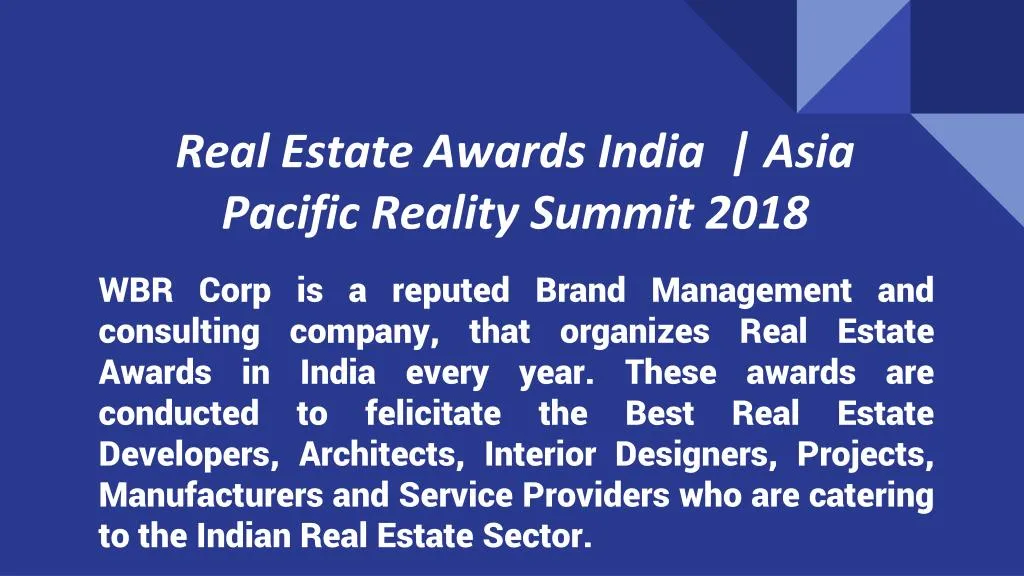 real estate awards india asia pacific reality summit 2018