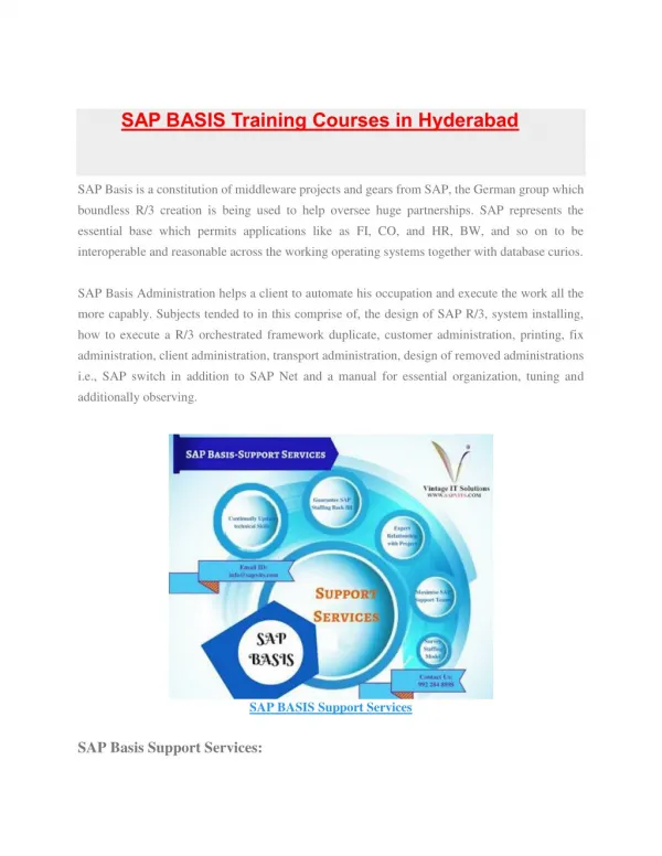 SAP BASIS Training Material PDF in Hyderabad