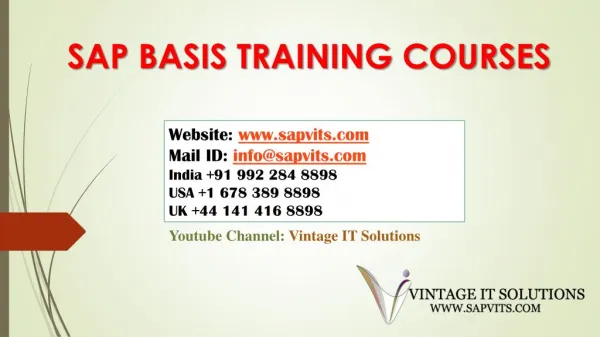 SAP BASIS Training Material PPT in Hyderabad