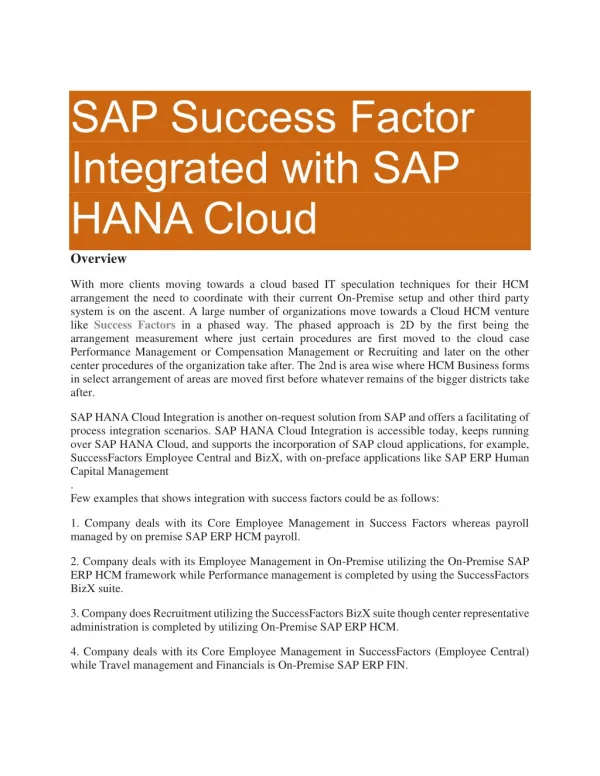 SAP Successfactors Online Training PDF in Bangalore