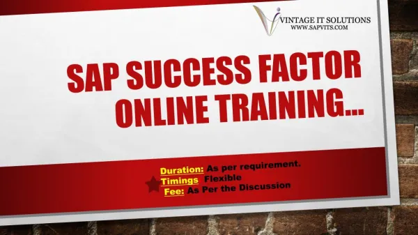 SAP Successfactors Online Training PPT in Bangalore