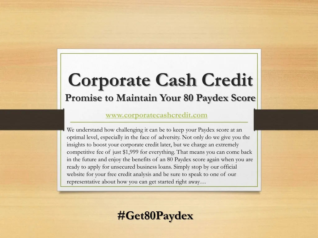 corporate cash credit promise to maintain your