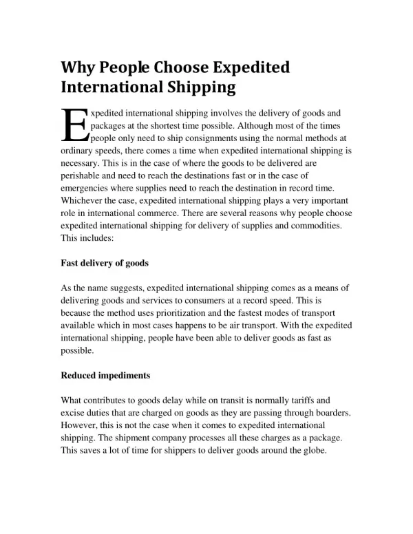 Why People Choose Expedited International Shipping