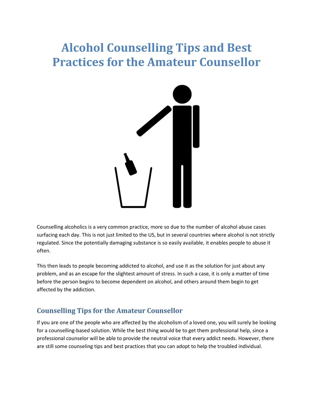 alcohol counselling tips and best practices