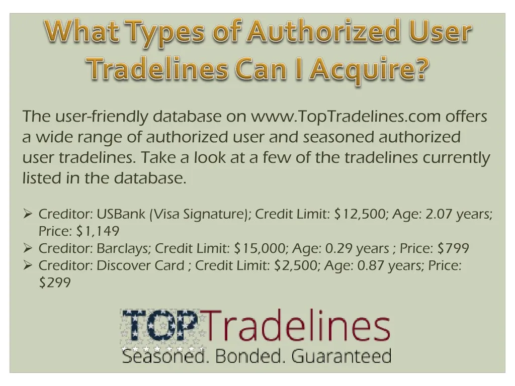 the user friendly database on www toptradelines