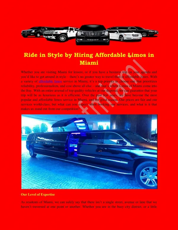 Book Limousines in Ft Lauderdale to Ride in Luxury