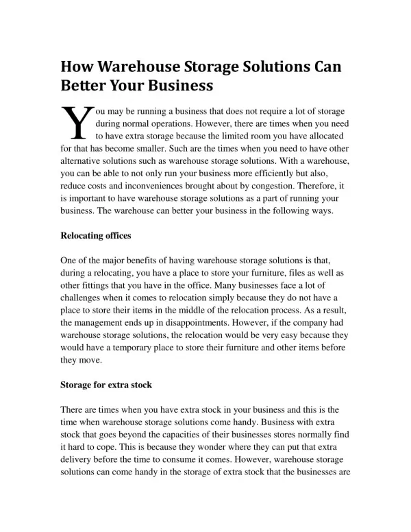 How Warehouse Storage Solutions Can Better Your Business