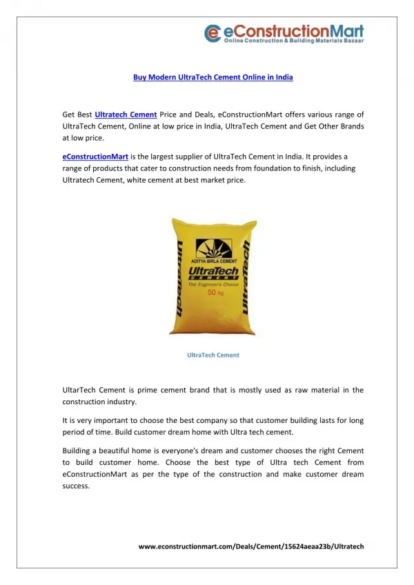 Buy Modern Ultratech Cement Online in India