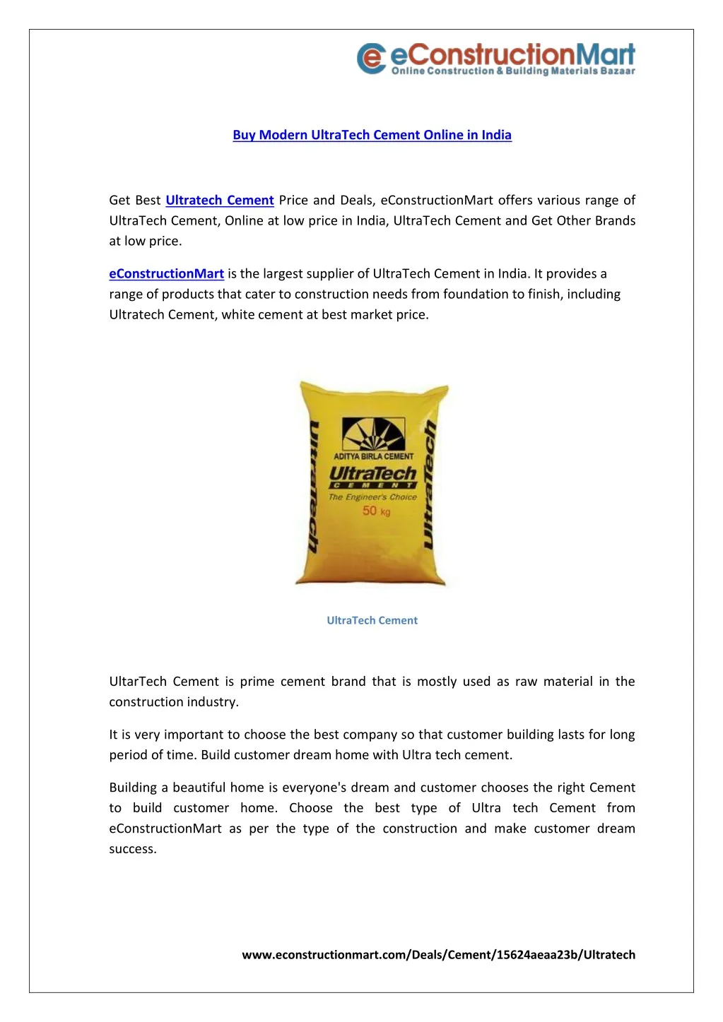 buy modern ultratech cement online in india