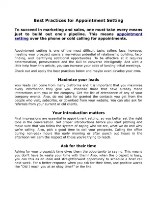 ConnieKnows - Best Practices for Appointment Setting - slide 1