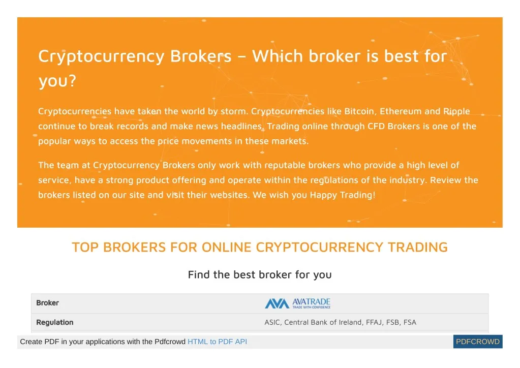 cryptocurrency brokers which broker is best