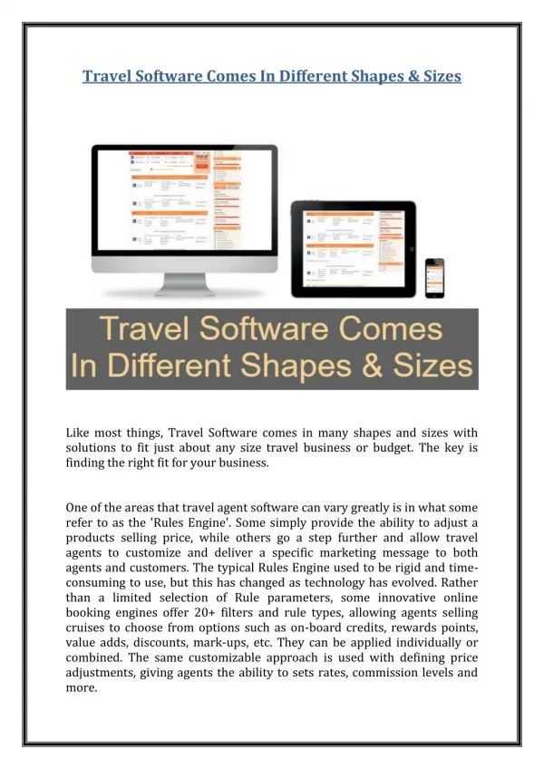 Travel Software Comes In Different Shapes & Sizes