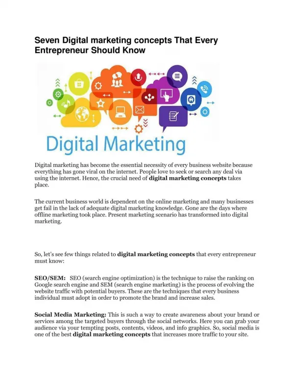 Seven Digital marketing concepts That Every Entrepreneur Should Know – Digitalseed | Digital Marketing Company in pune
