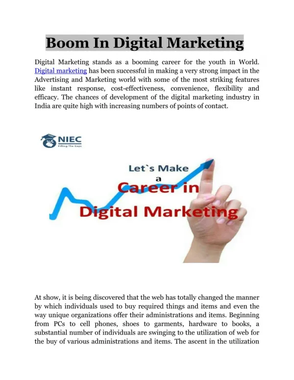 Boom in Digital Marketing.