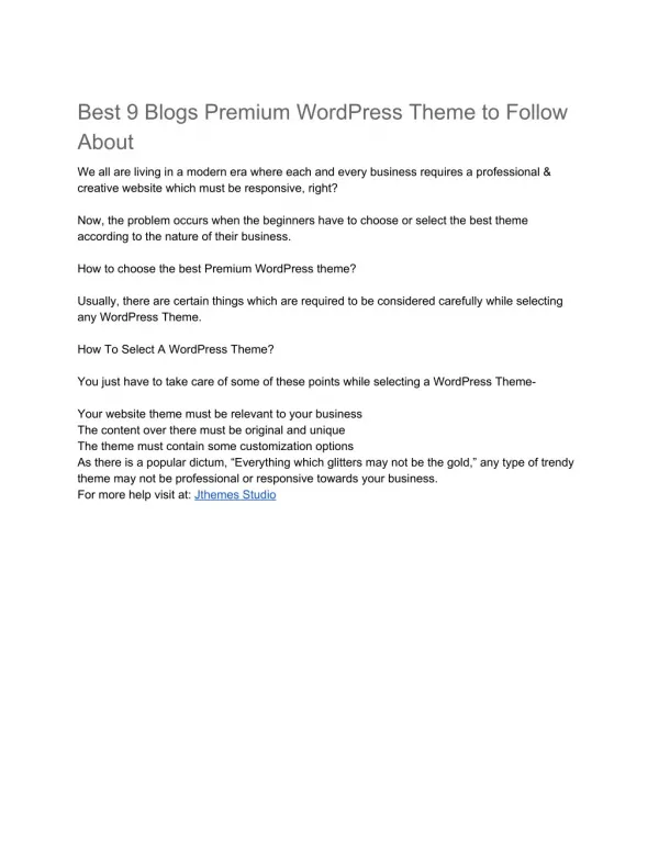 Best 9 Blogs Premium WordPress Theme to Follow About