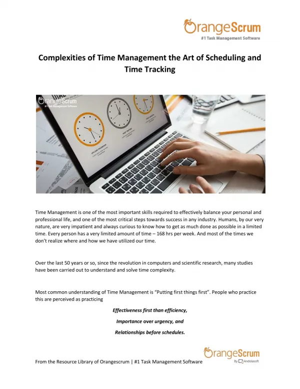 Complexities of Time Management: The Art of Scheduling and Time Tracking