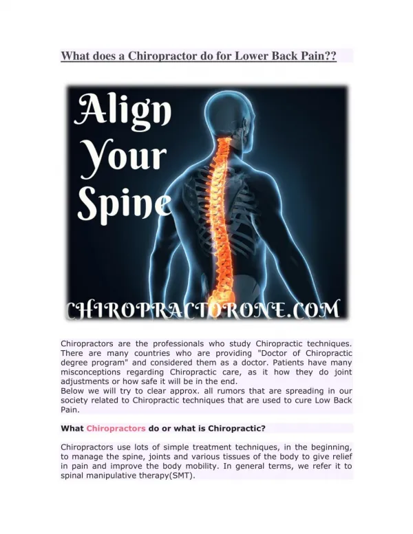Chiropractic Clinics For Lower Back Pain