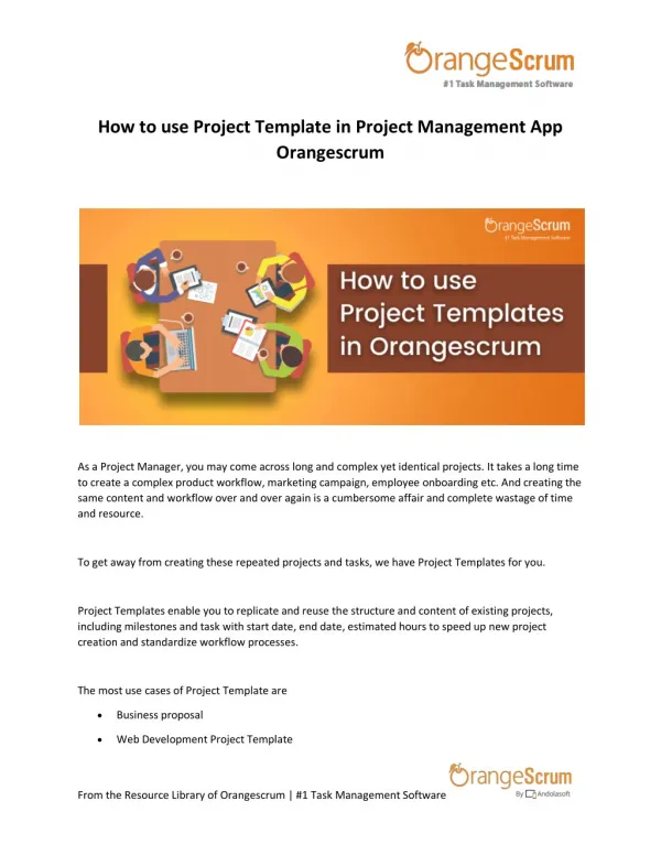 How to use Project Template in Project Management App Orangescrum