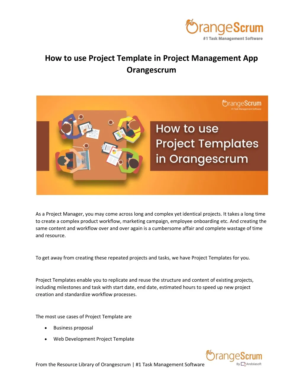 how to use project template in project management