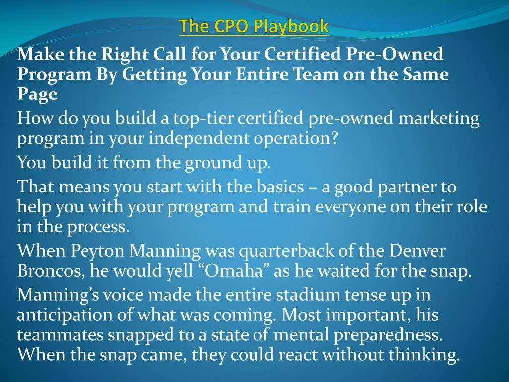 the cpo playbook