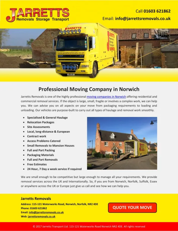 Professional Moving Company in Norwich
