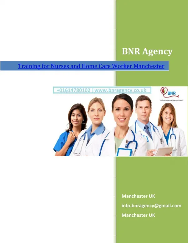 Training for Nurses and Home Care Worker Manchester - BNR Agency