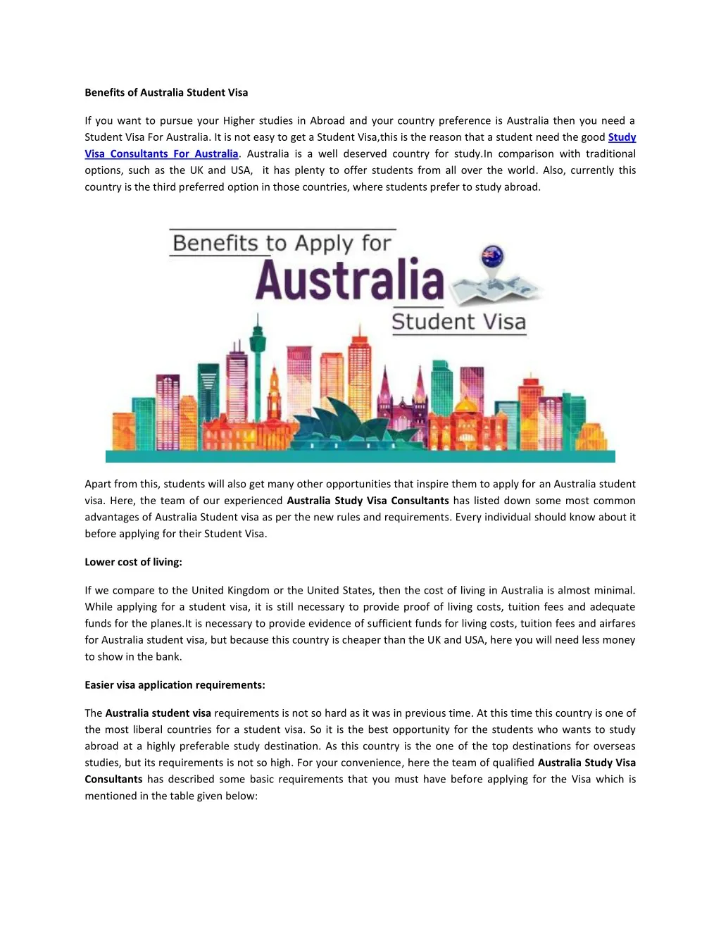 benefits of australia student visa