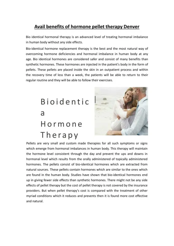 Bio identical hormonal therapy