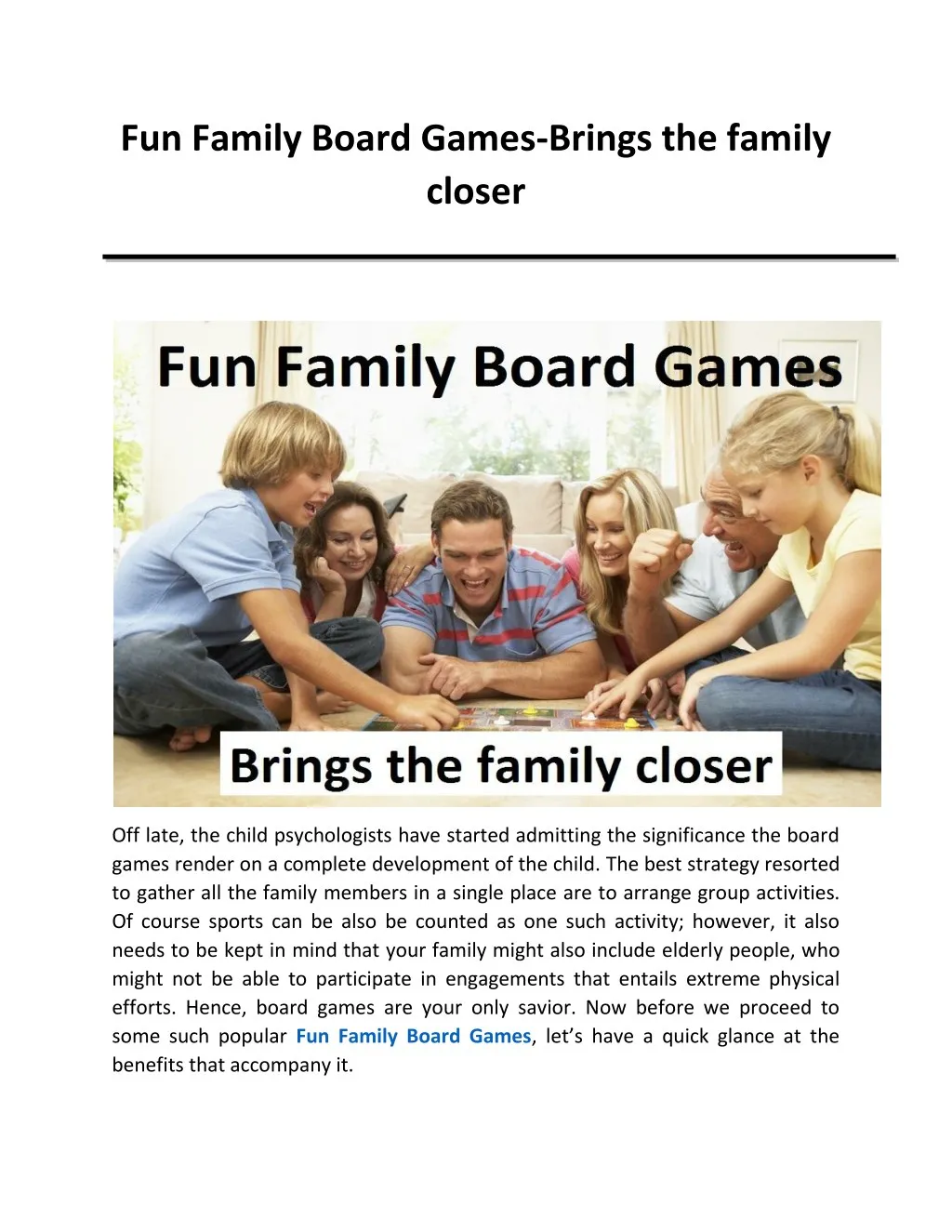 fun family board games brings the family closer
