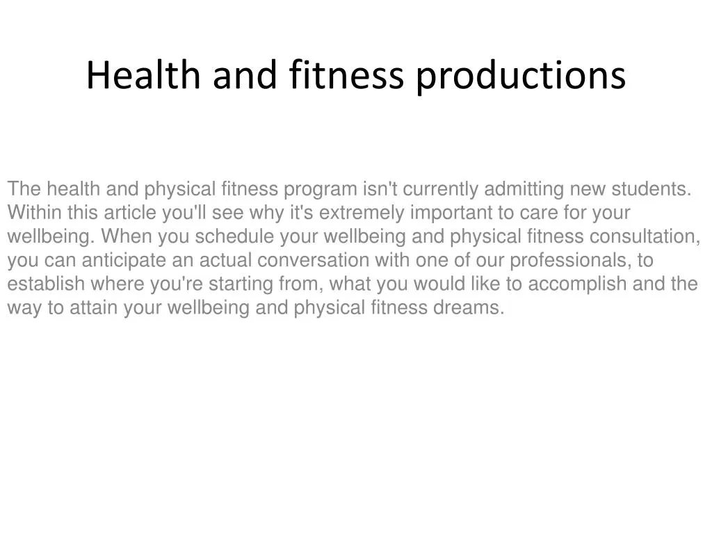 health and fitness productions