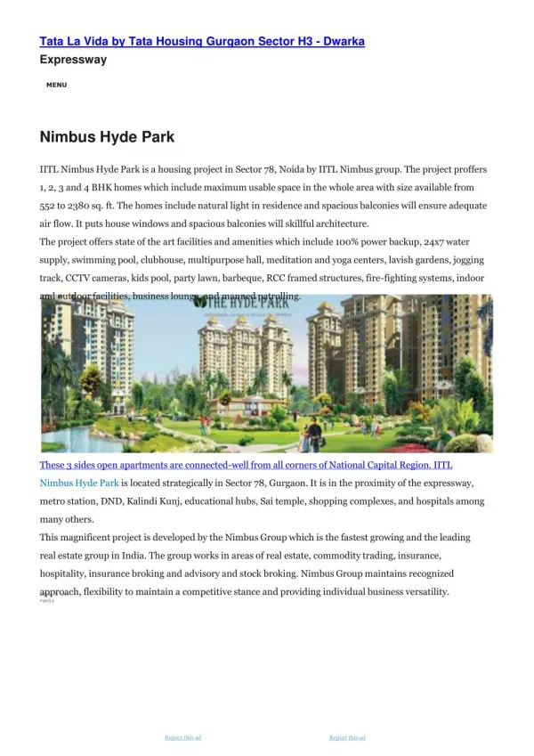 IITL Nimbus Hyde Park Payment Plan