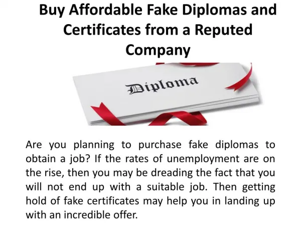 Buy Affordable Fake Diplomas and Certificates from a Reputed Company